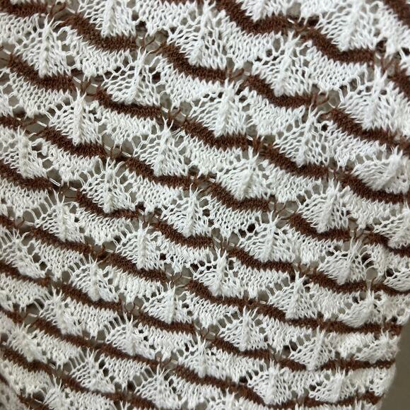 Veronica Beard V-Neck Zinya Sweater Small Striped Crochet Knit V Neck Pullover - Picture 7 of 9